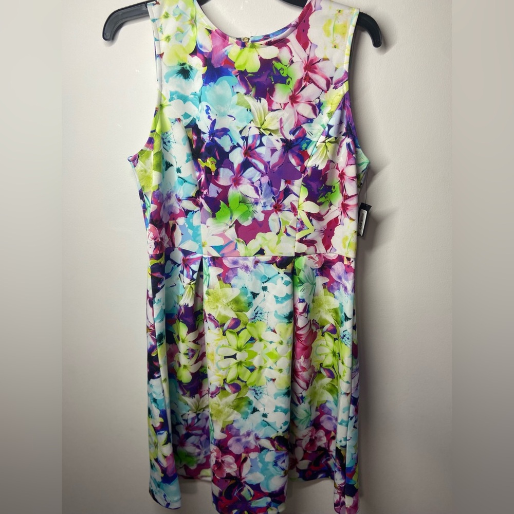Worthington Floral Sleeveless A-Line Dress in Purple, Blue, Green, Pink